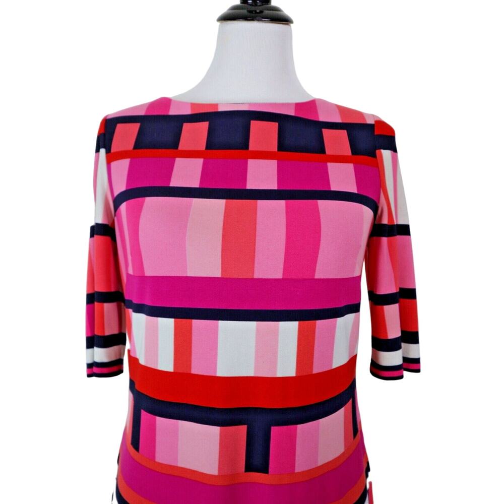 Eliza J Size 6 Geometric Abstract Sheath Dress Multicolor Pink Black - Picture 8 of 10
